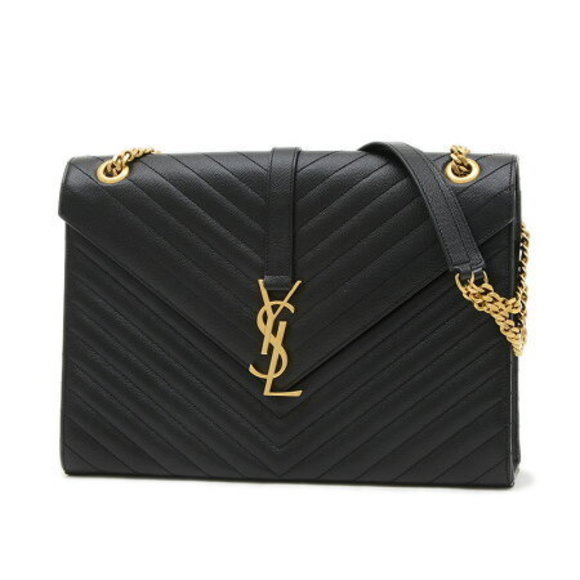 Saint Laurent Yves Envelope Chain Shoulder Bag Black - Picture 1 of 7
